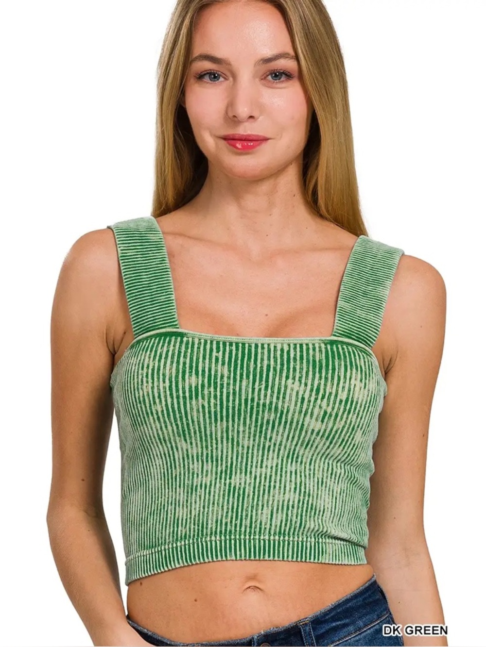 NWOT Zenana Padded Ribbed Acid Washed Crop Top Size L/XL